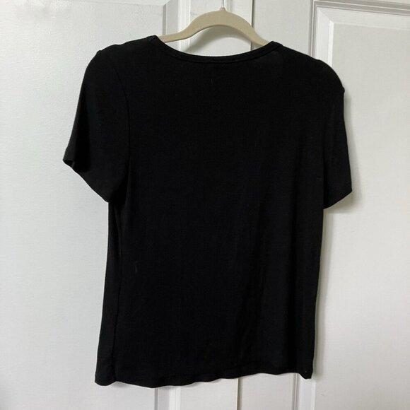 NWT Dynamite T-shirt Womens L Emma Scoop Neck Loose Fit Rib Tee Black - Picture 3 of 8